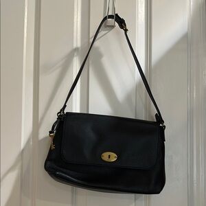Elegant Black Leather Shoulder Bag